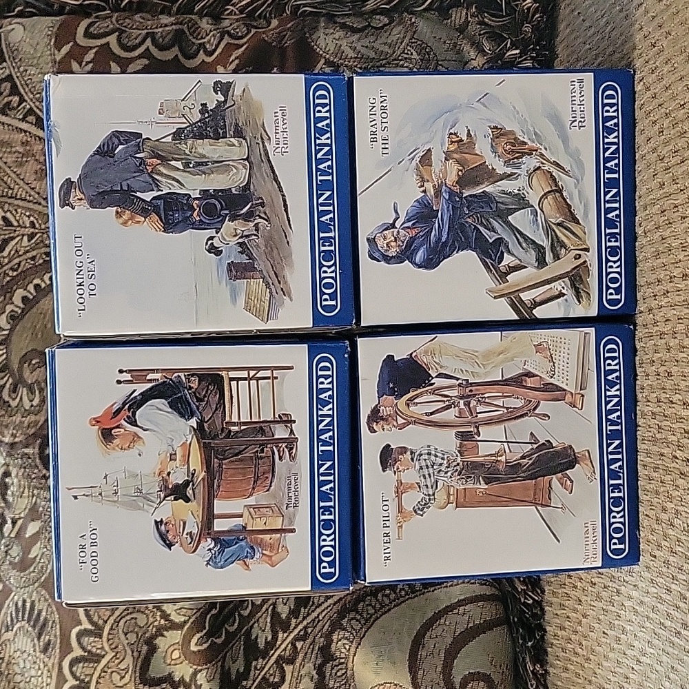 4 Norman Rockwell porcelain tankards